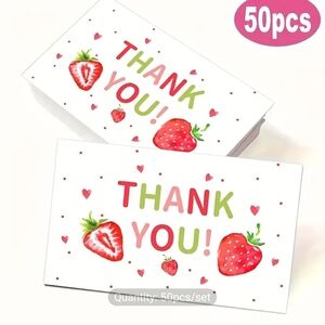 50 pcs Strawberry Thank You Cards New